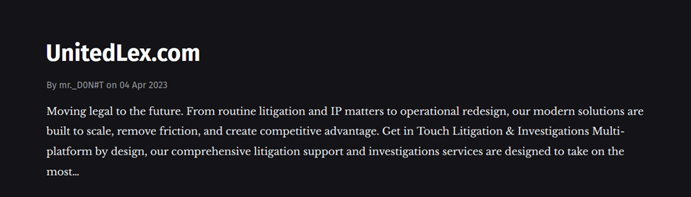 Unitedlex Legal Services Overview
